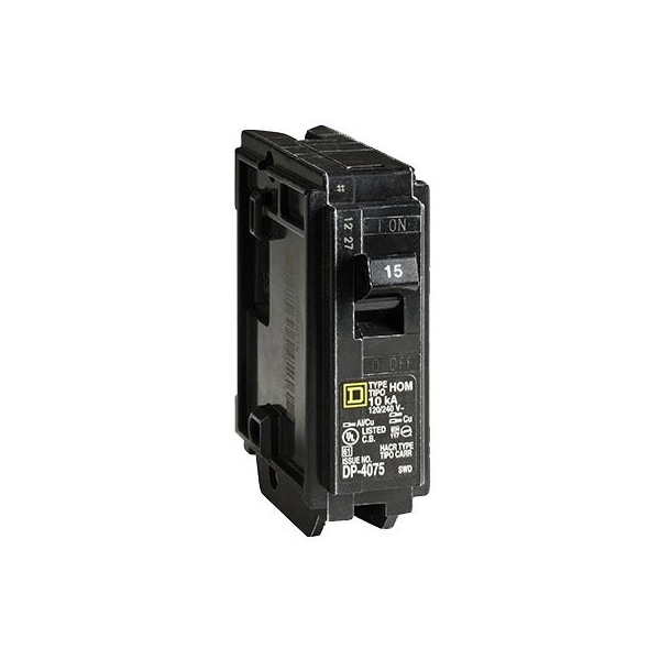 Square D Circuit Breaker, HOM Series, 15A, 1 Pole, 120/240V AC, 10kA HOM115C - main